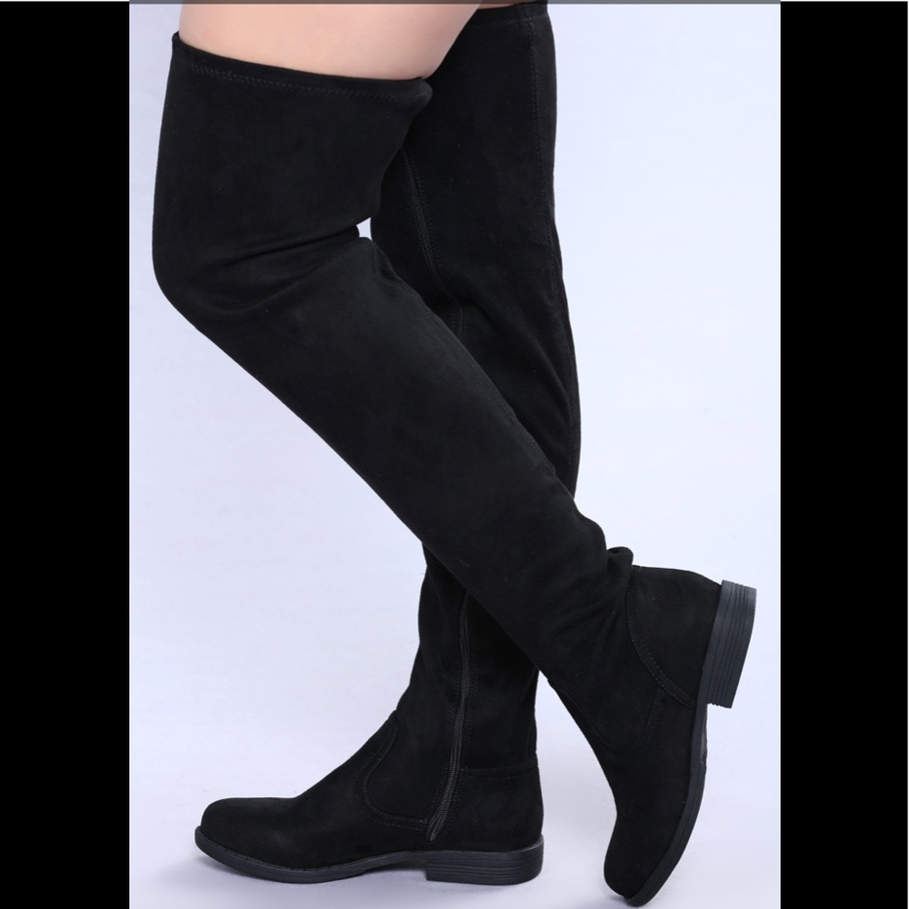 Black thigh high boots